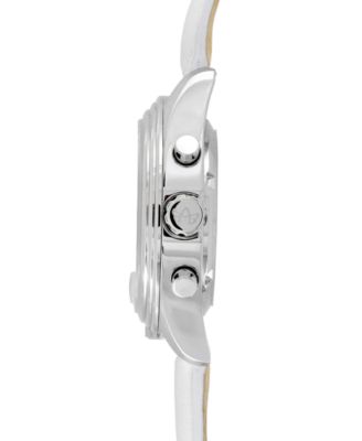 Women's Katherine Chronograph White Leather Strap  Steel Watch 40mm