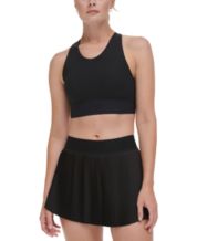 DKNY Sport Women's Ruched Racerback Low Impact Sports Bra (Sour Apple,  Small) Classic White at  Women's Clothing store
