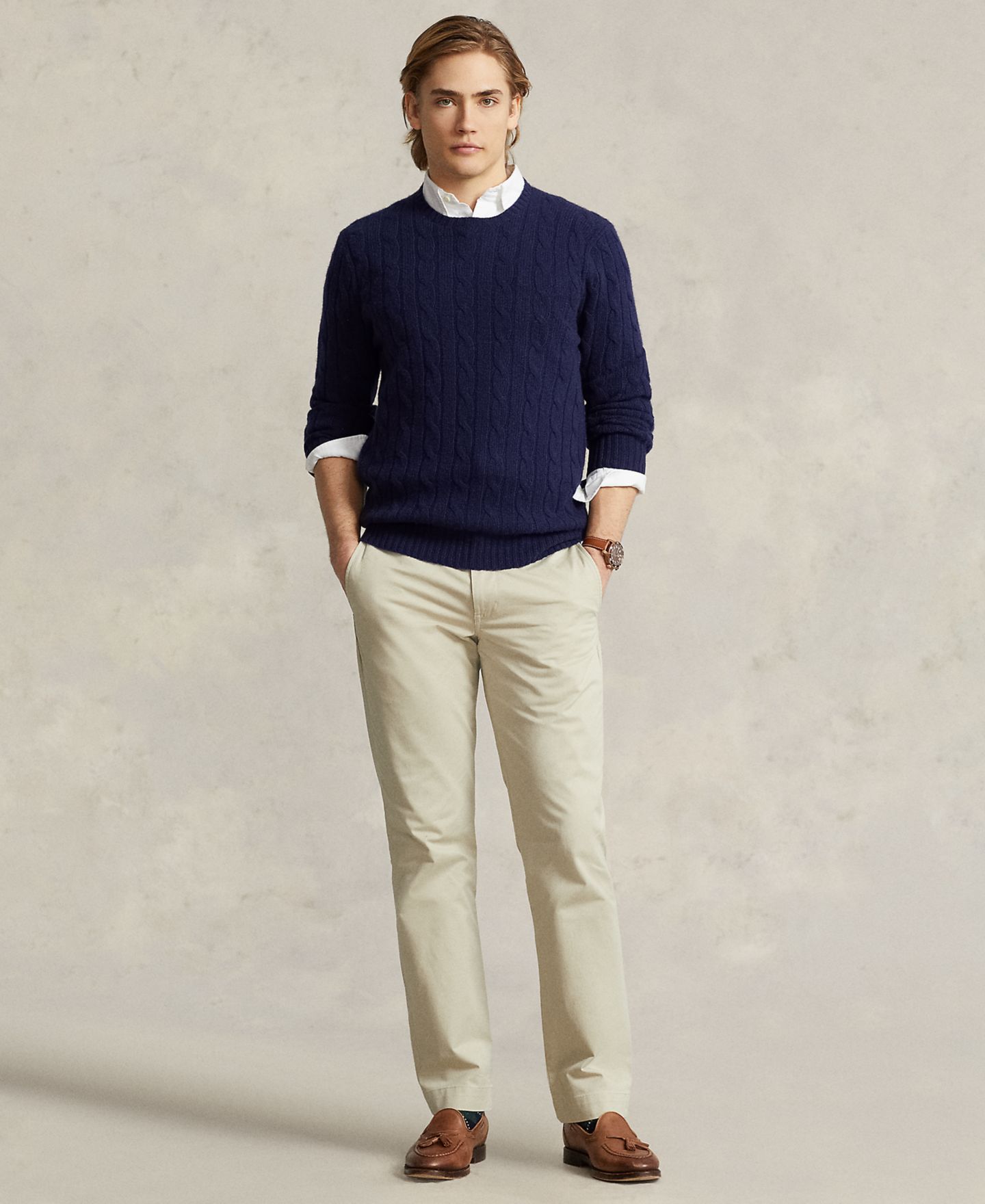 Мужские брюки Polo Ralph Lauren Straight-Fit Stretch Chino, цвет: Бежевый — фото 2