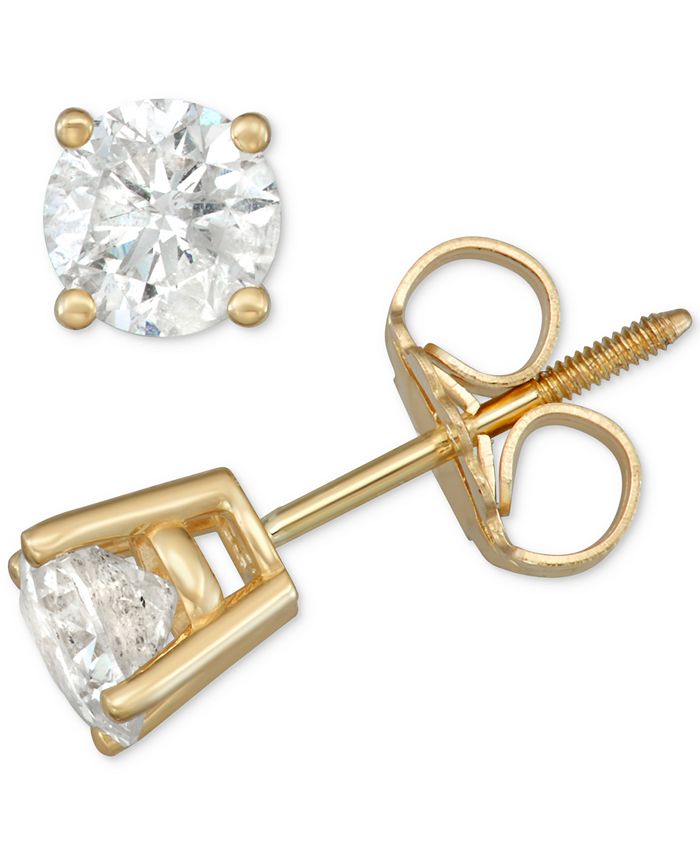 Macy's Diamond Screw Back Stud Earrings (1 ct. t.w.) in 14k Gold - Macy's