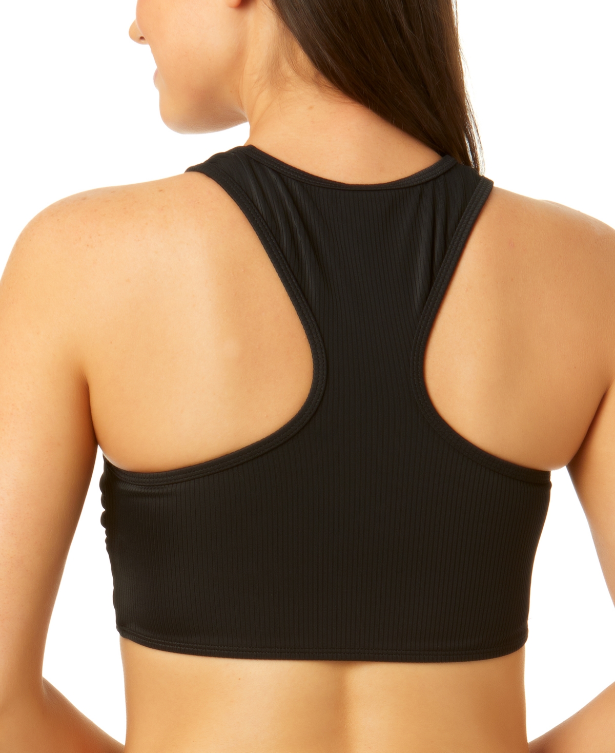 Salt + Cove Juniors' Knotted-Front High Neck Ribbed Bikini Top, Created for Macy's