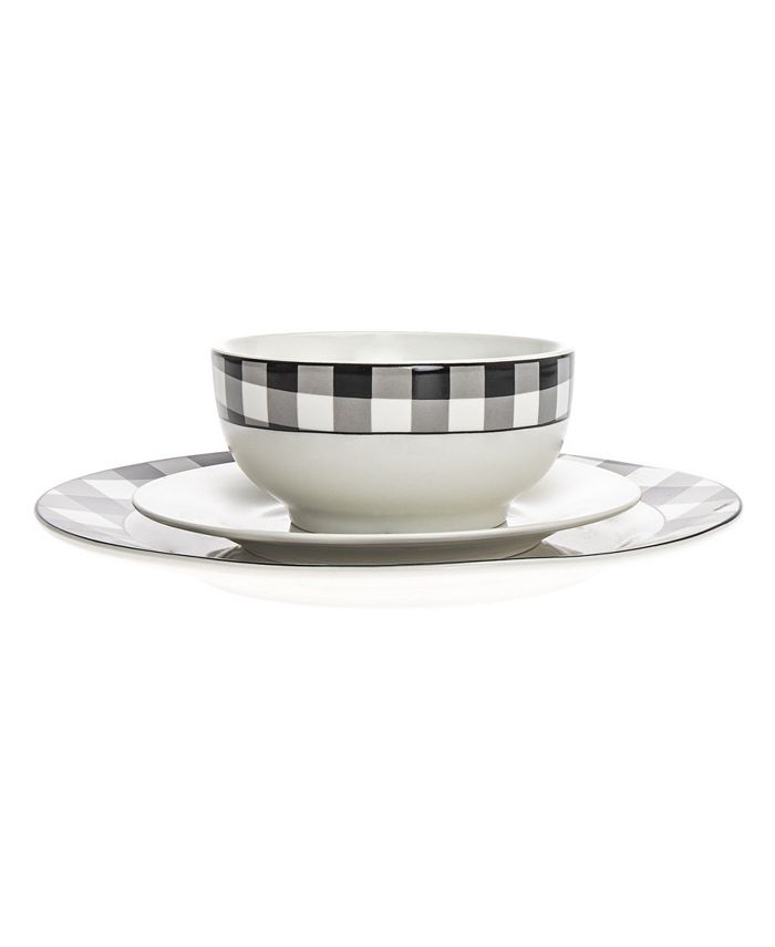 Godinger Damier Dinner Plates Salad Plates Bowls Set, 12 Piece Macy's