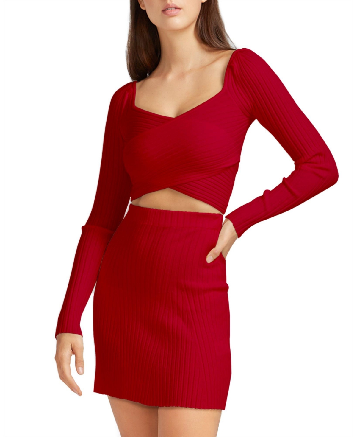 Women Belle & Bloom Forget Me Not Knit Crop Top - Red