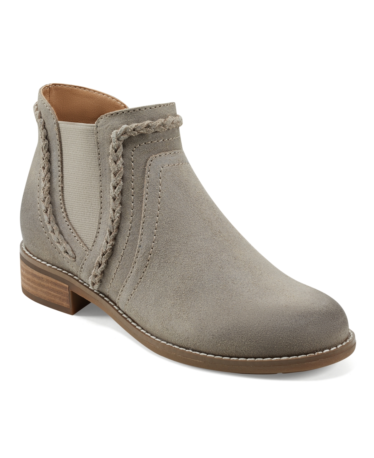 Earth Women's Nika Round Toe Stacked Heel Casual Booties In Taupe Suede