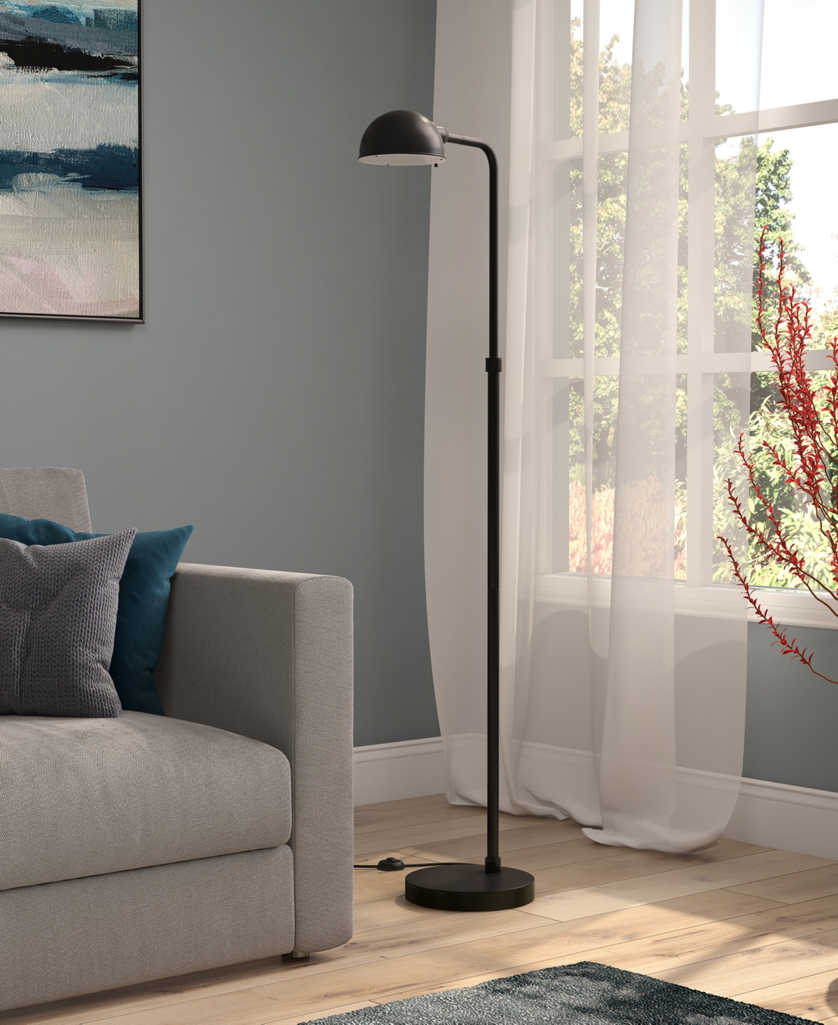 Shop Hudson & Canal Arundel 66" Tall Integrated Led Floor Lamp With Metal Shade In Blackened Bronze