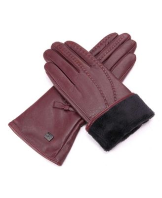Women's Bow and Stitch Touchscreen Sheepskin Gloves