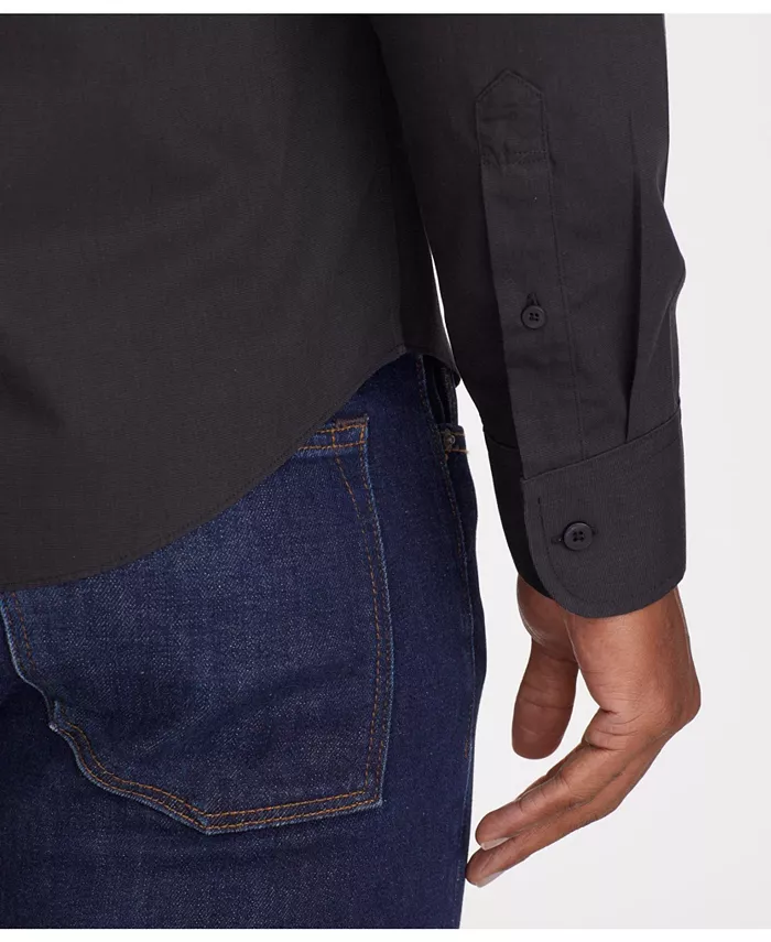 Men's Slim Fit Wrinkle-Free Black Stone Button Up Shirt - thumbnail 3