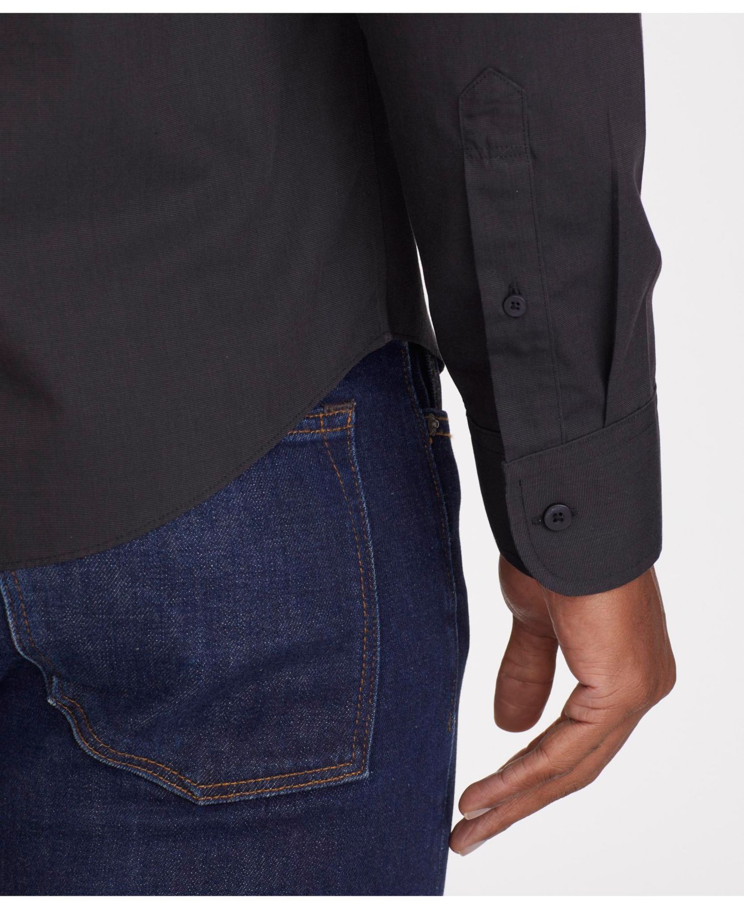 Men's Slim Fit Wrinkle-Free Black Stone Button Up Shirt