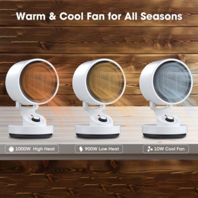 1500W PTC Oscillating Ceramic Heater Fan Warm & Cool Overheat Protection Home