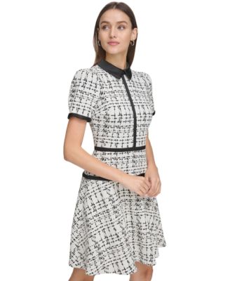 KARL LAGERFELD PARIS Women's Contrast-Trim A-Line Dress - Macy's