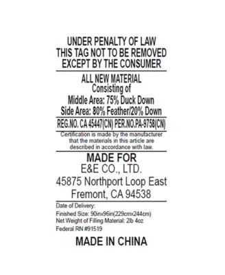 All Season Oversized Down 100% Cotton Cover Comforter, Full/Queen