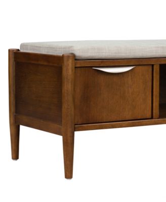 42" Arcadia Wide Accent Wood Bench with Storage and Upholstered Cushion