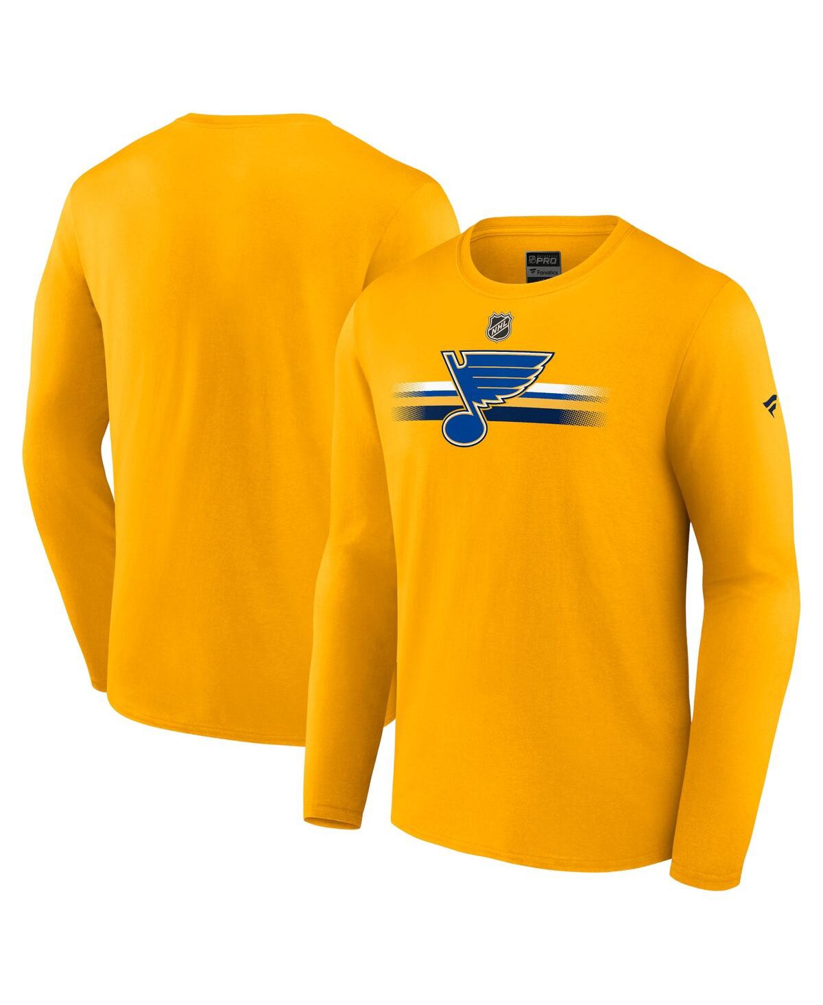 Shop Fanatics Men's  Gold St. Louis Blues Authentic Pro Secondary Replen Long Sleeve T-shirt