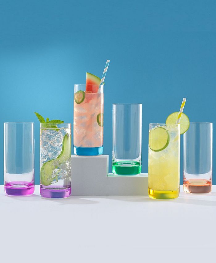 Joyjolt Hue Colored Highball Drinking Glasses 13 Oz Set Of 6 Macys 9979