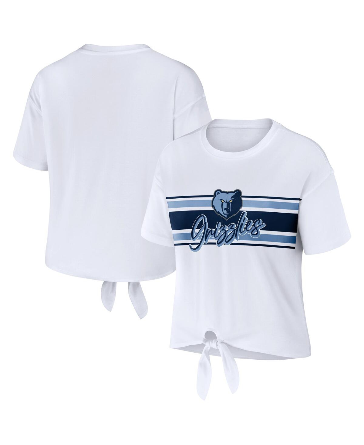 Shop Wear By Erin Andrews Women's  White Memphis Grizzlies Tie-front T-shirt