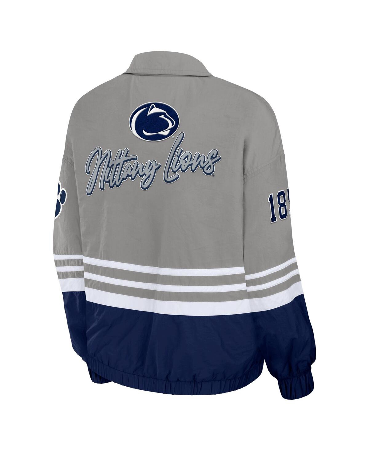 Shop Wear By Erin Andrews Women's  Gray Distressed Penn State Nittany Lions Vintage-like Throwback Windbre