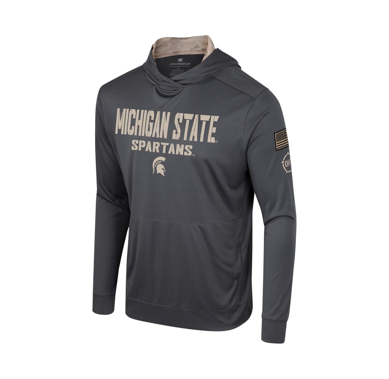 Men's Charcoal Michigan State Spartans OHT Military-Inspired Appreciation Long Sleeve Hoodie T-shirt