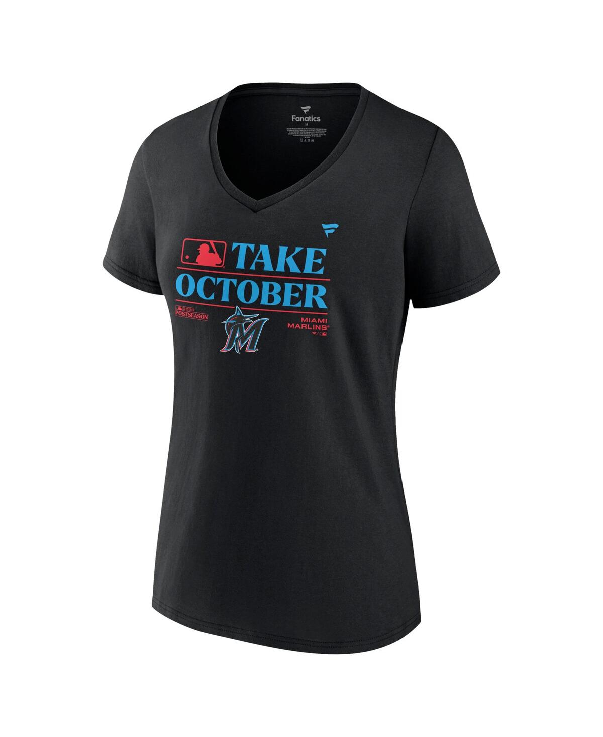 Women's FanaticsMiami Marlins 2023 Postseason Locker Room V-Neck T-shirt - Black