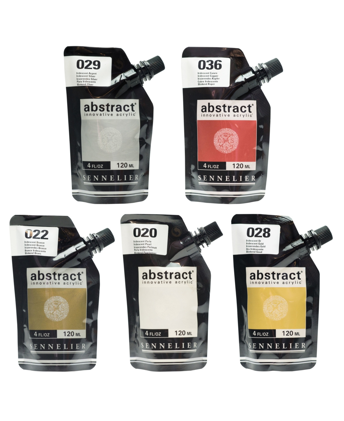 Sennelier Abstract Acrylic Paint Set, 120 Ml, Metallic, 5-colors