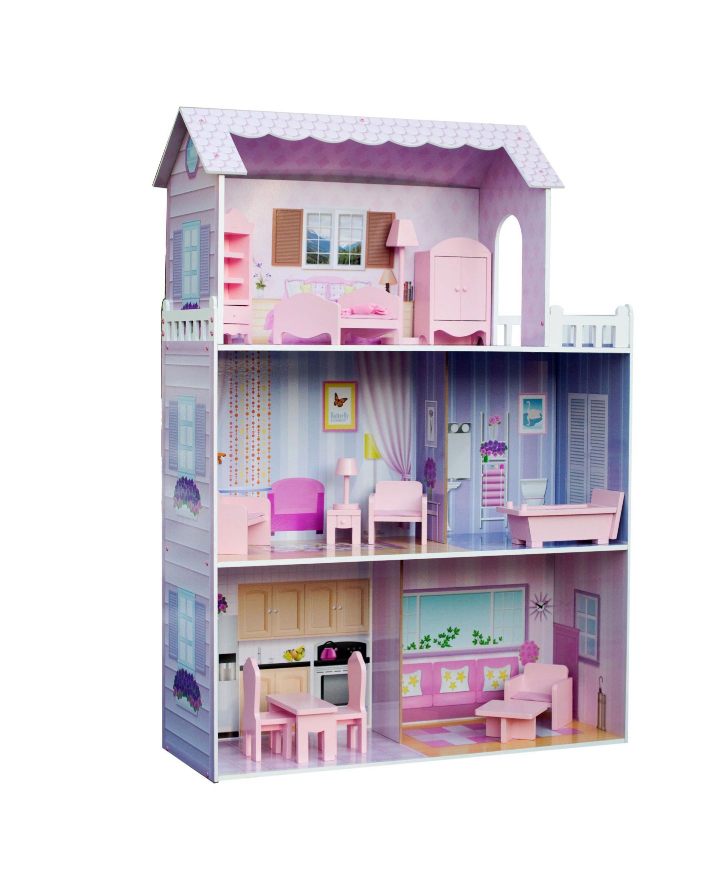 Деревянный 3-этажный кукольный дом Olivia's Little World Tiffany, 13 предметов мебели — фото 3