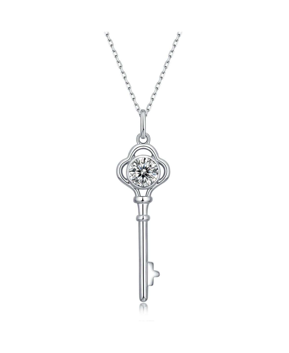 STELLA VALENTINO STERLING SILVER WHITE GOLD PLATED WITH 1CTW LAB CREATED MOISSANITE VINTAGE INSPIRED SKELETON KEY PEN