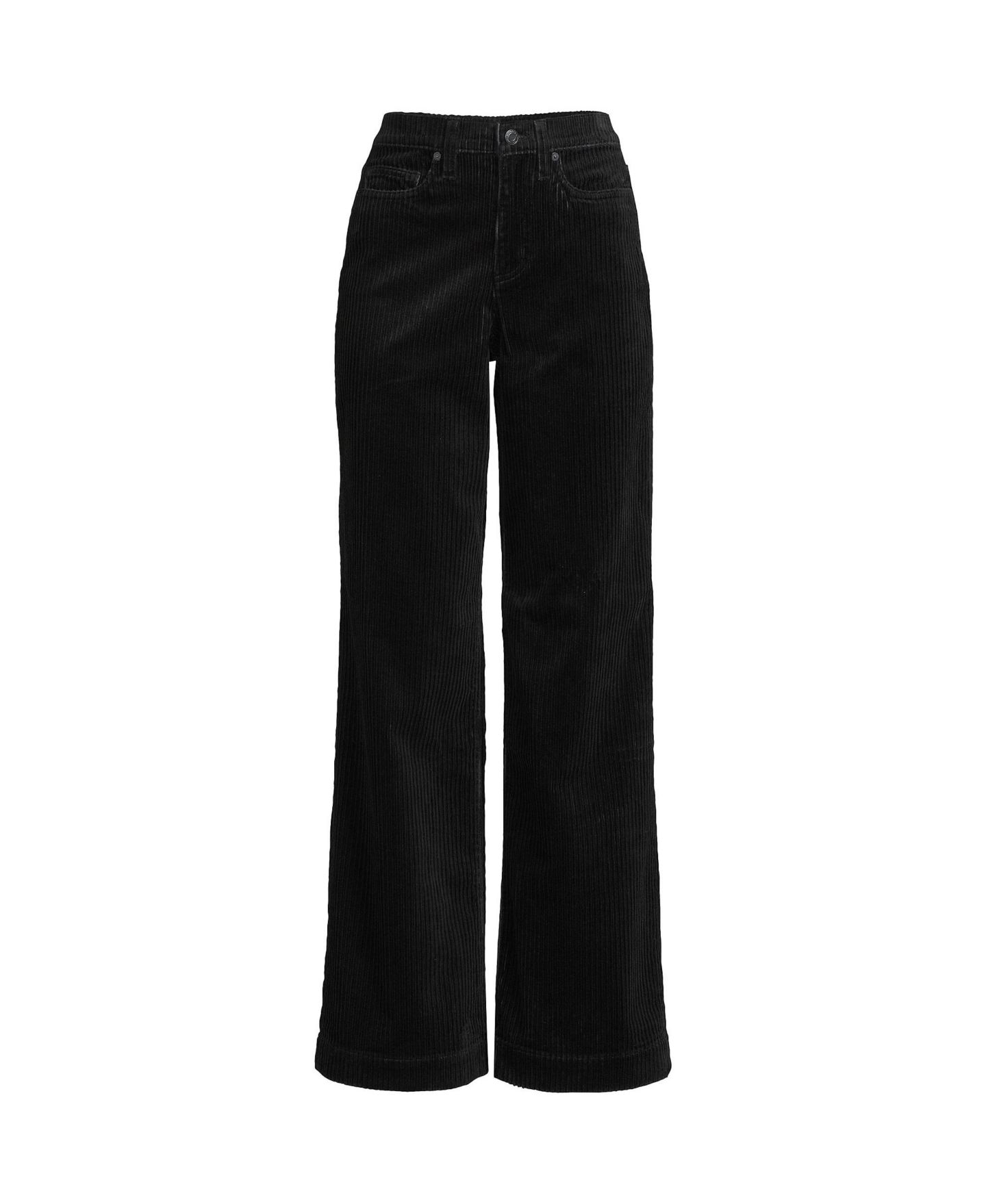 Женские брюки Lands' End High Rise Wide Leg Corduroy, цвет: Чёрный — фото 1