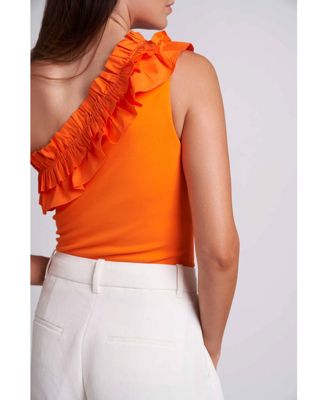 Women's Robin One Shoulder Bodysuit with Ruffle