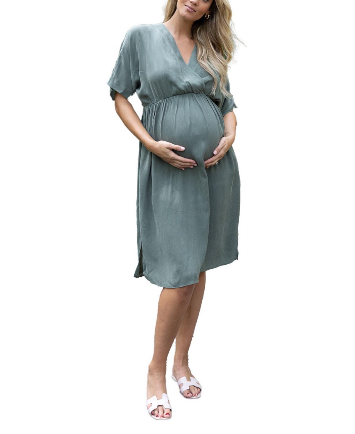 Maternity Cupro Irene Dress - Olive green