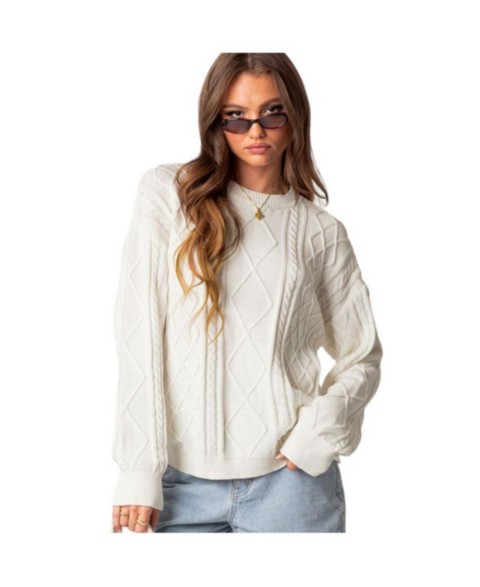 Женские Edikted Women's Jessy Cable Knit Oversized Sweater