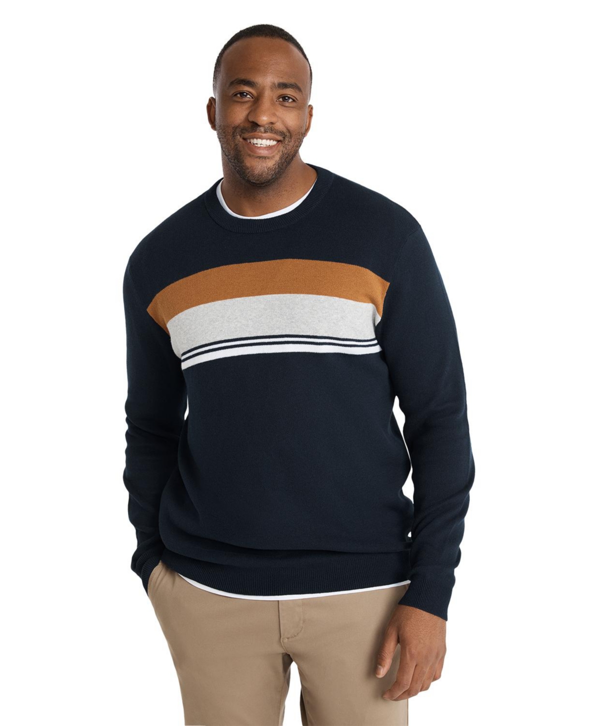 Mens Martin Stripe Sweater Big & Tall - Navy