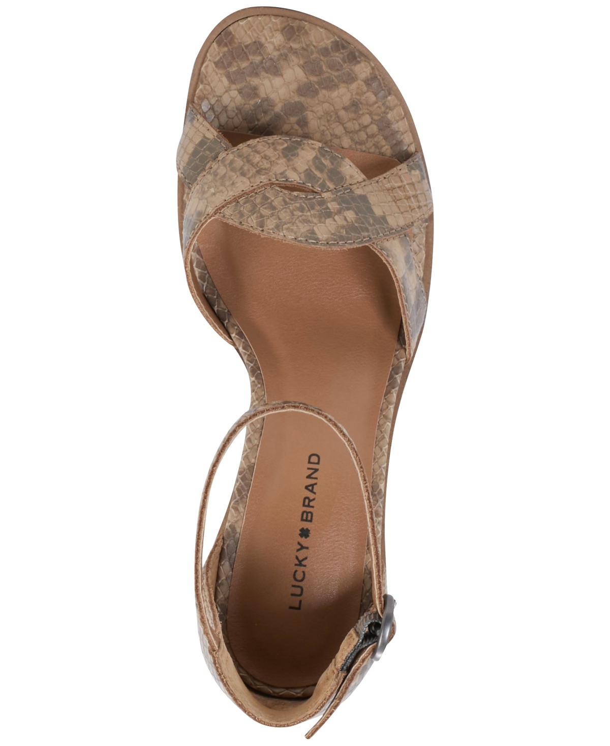 Lucky Brand Women's Sarwa Ankle Strap Dress Sandals -Snake Multi Leather