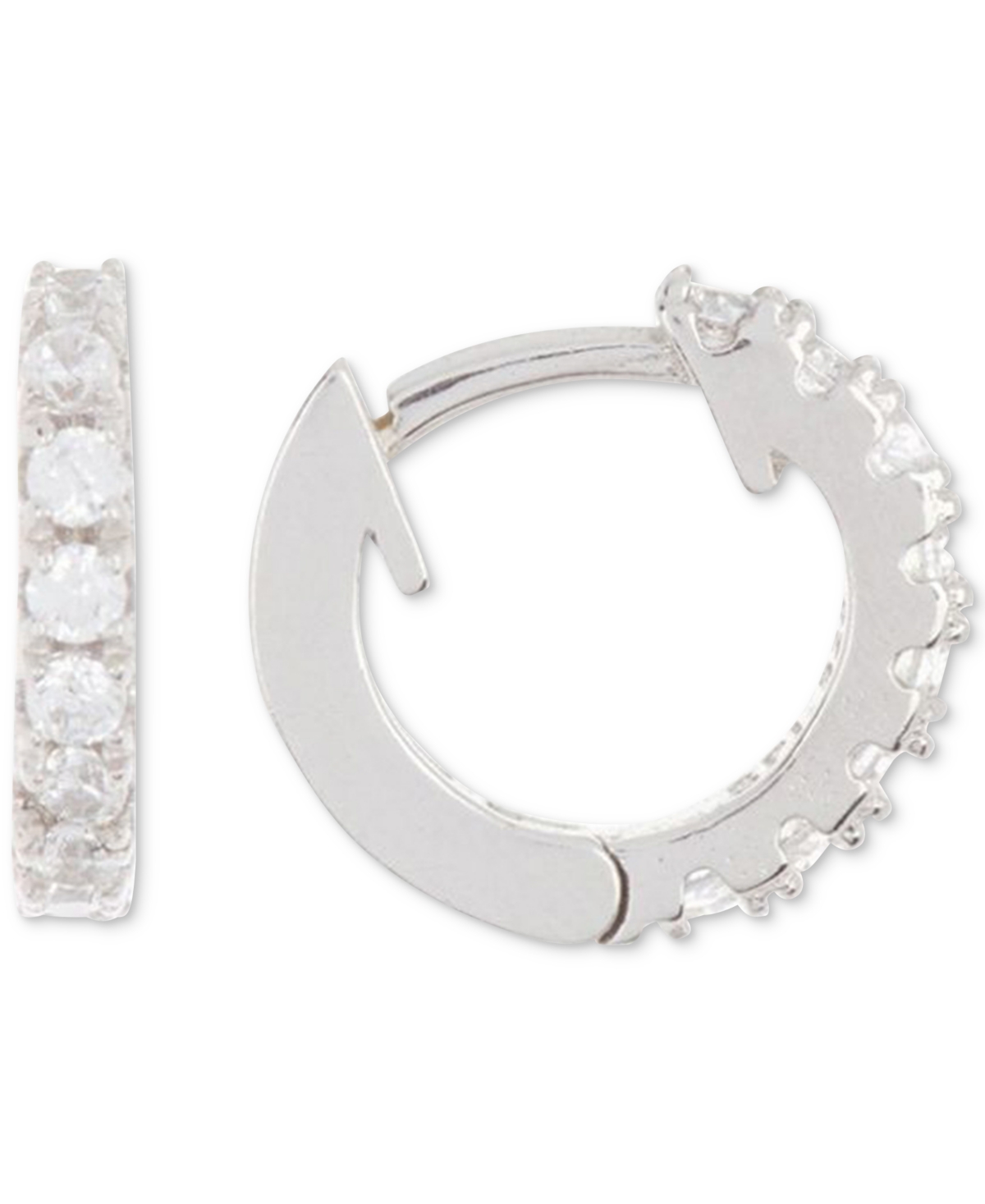 Shop Adornia Crystal Small Huggie Hoop Earrings, 0.35" In Silver