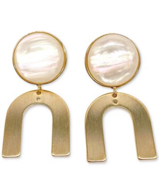 ADORNIA - 14k Gold-Plated Imitation Mother of Pearl Drop Earrings