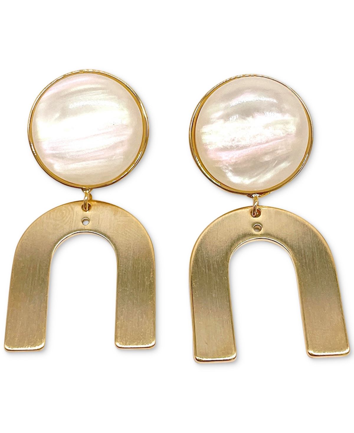 14k Gold-Plated Imitation Mother of Pearl Drop Earrings - Gold