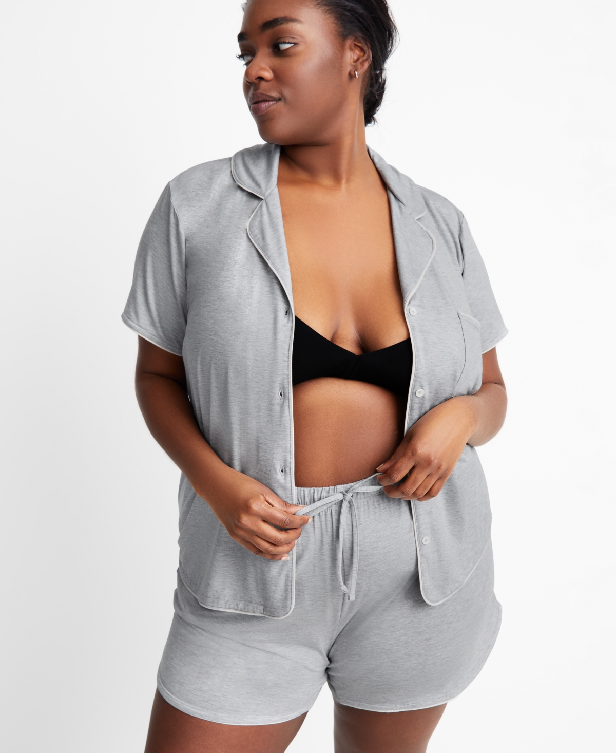 State of Day Women's 2-Pc. Short-Sleeve Notched-Collar Pajama Set Xs-3X, Created for Macy's