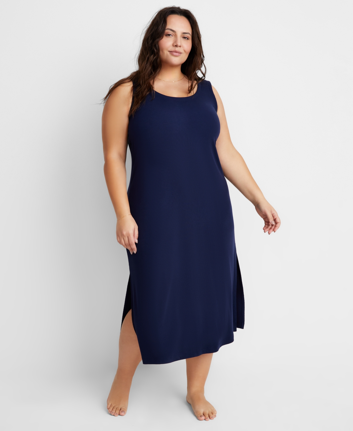 State Of Day Women's Ribbed Modal Blend Tank Nightgown Xs-3x, Created For Macy's In Navy Blazer