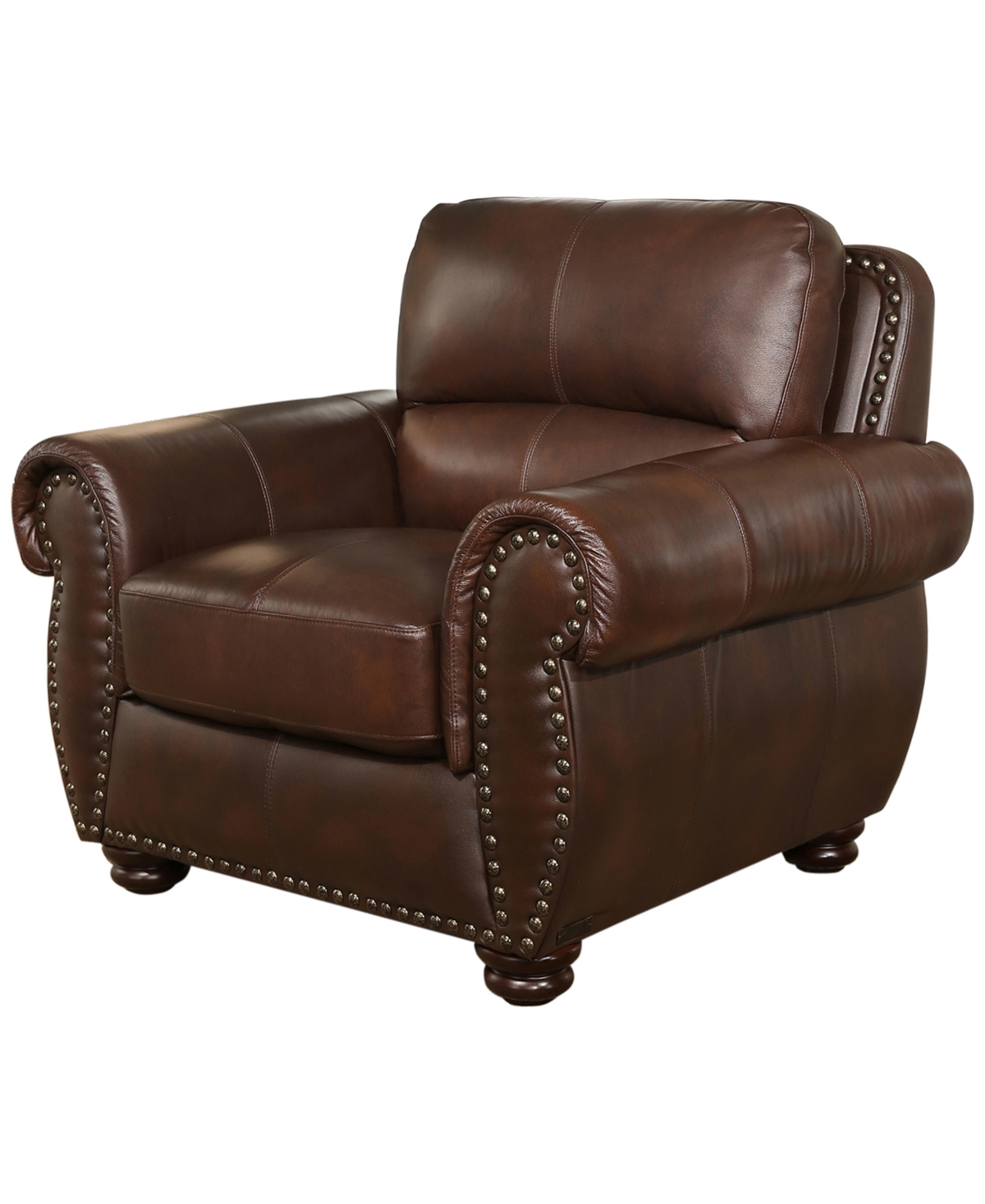 Abbyson Living Arther 43" Leather Traditional Armchair In Brown