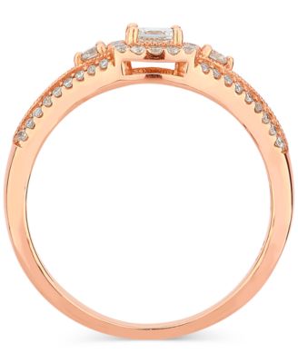 Macy's Diamond Princess Halo Engagement Ring (1/2 ct. t.w.) in 14k Rose ...