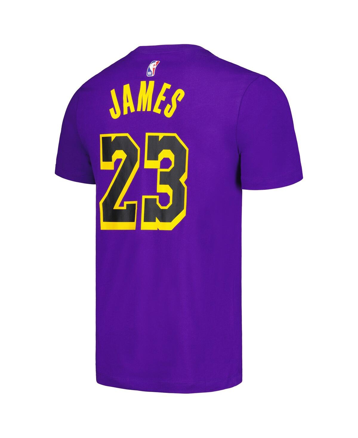 Men's Jordan LeBron JamesLos Angeles Lakers 2022/23 Statement Edition Name and Number T-shirt - Purple