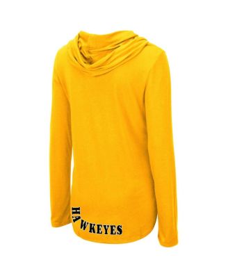 Women's Gold Iowa Hawkeyes My Lover Lightweight Hooded Long Sleeve T-shirt