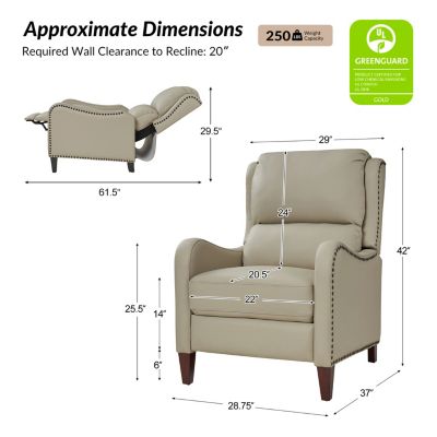 1 piece Leather Pushback Recliner chair