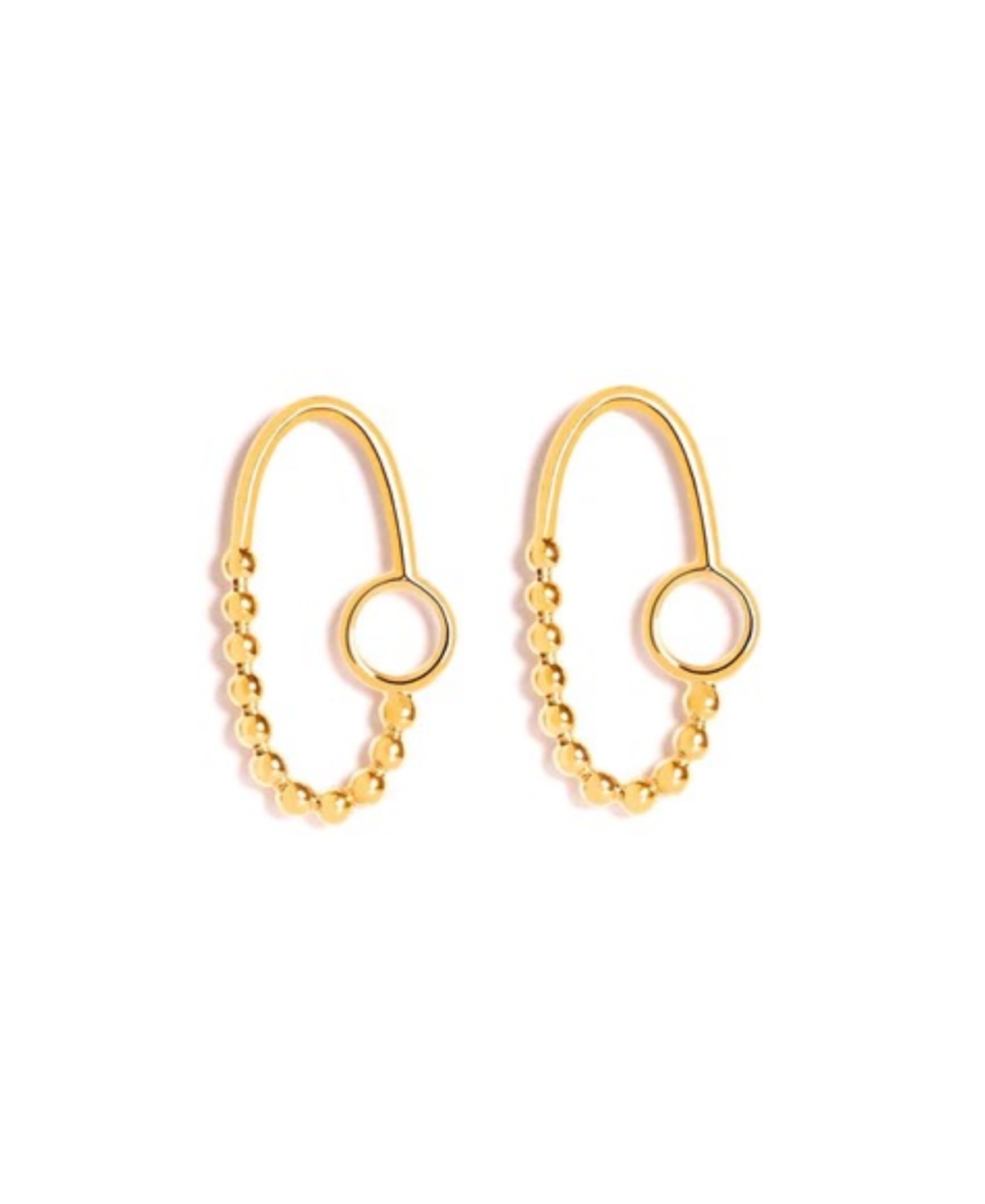 Beaded Oval Hoop Earrings - Gold