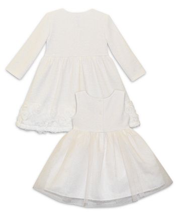 Blueberi Boulevard Baby Girls Rosette Coat and Dress 2 Piece Set