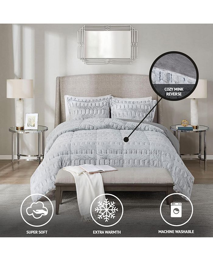 Gracie Mills 3PC Soft Plush Comforter Set California King Grey