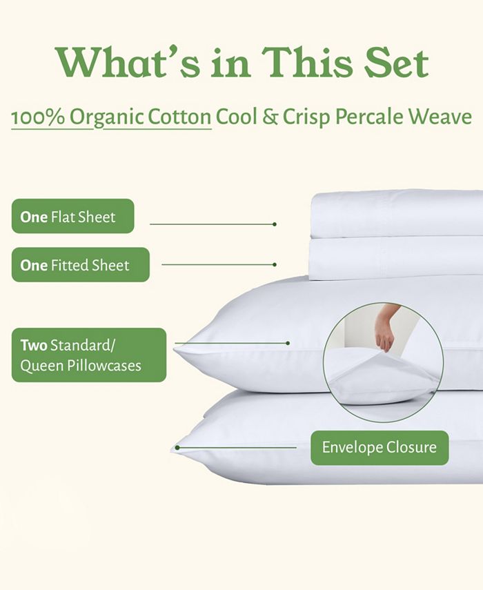 California Design Den Sheets Set, GOTS Certified 100 Organic Cotton