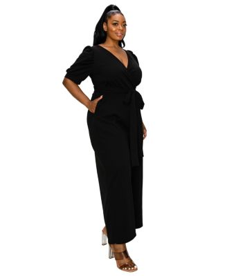 Plus Size Iris Surplice Belted Pocket Jumpsuit