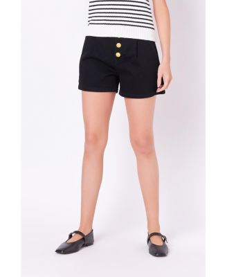Women's Buttoned Denim Shorts