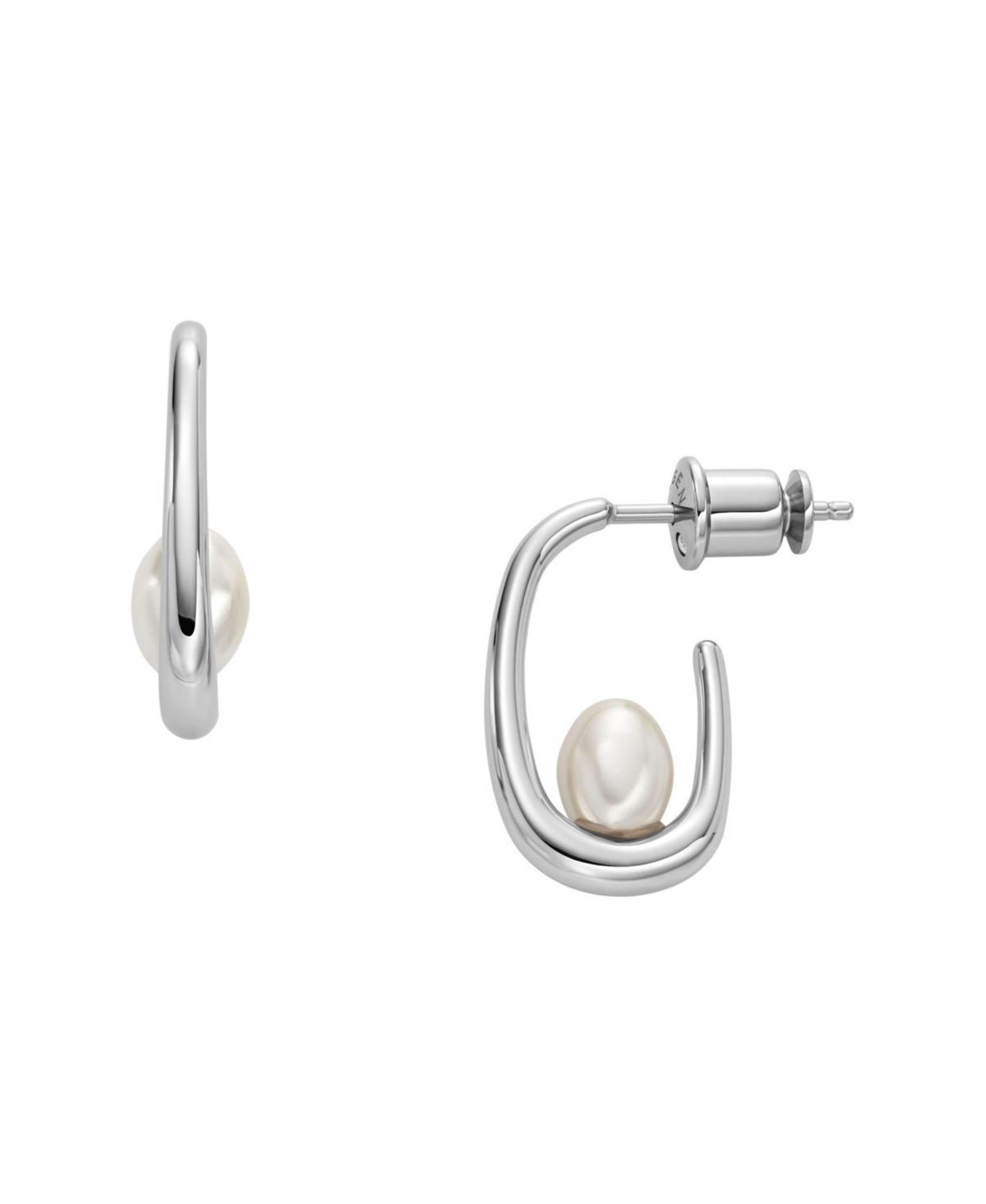 Women's Shell Pearl Hoop Earrings - Silver