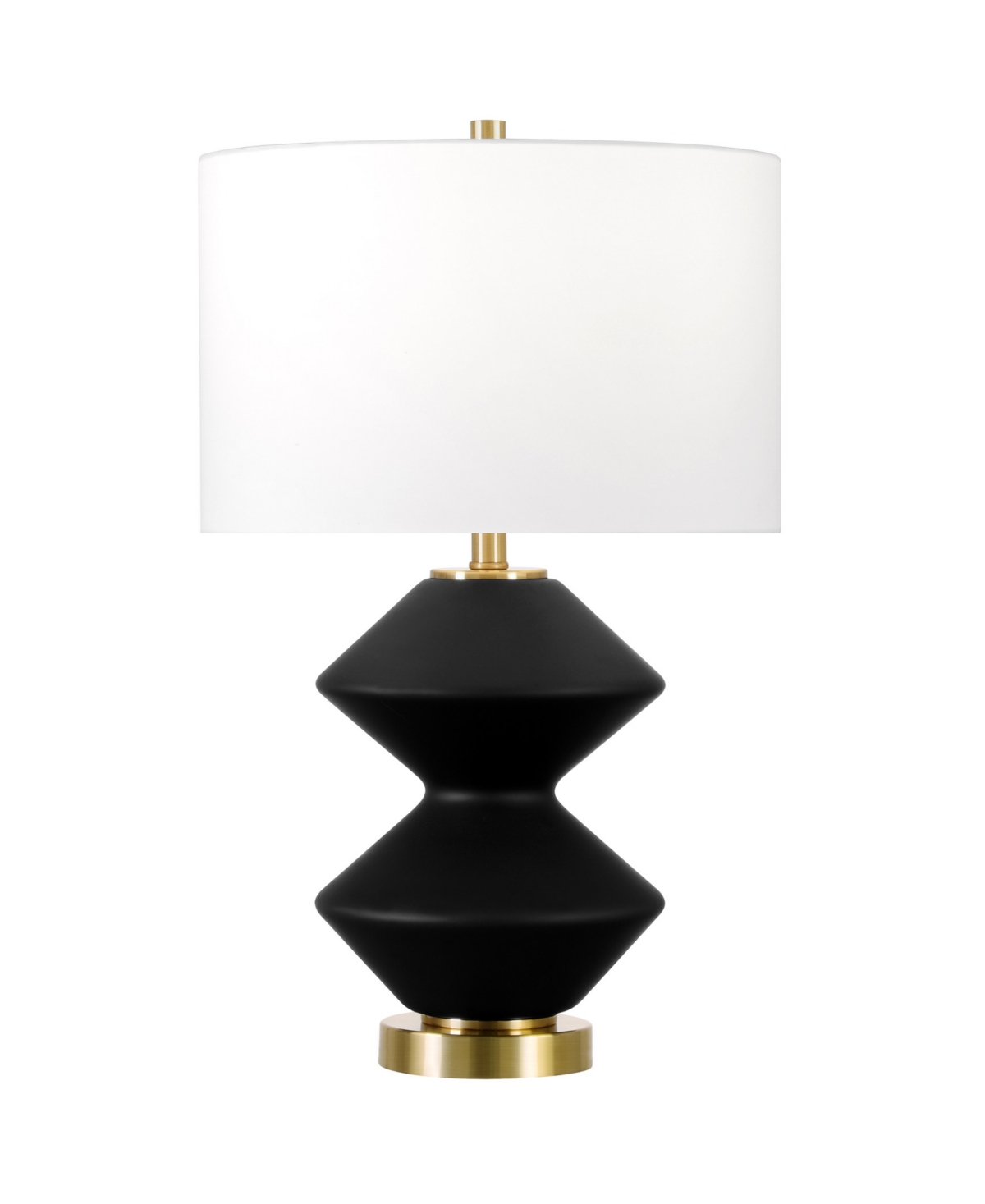 Hudson & Canal Caserta 22.75" Tall Double Gourd Lamp With Linen Shade In Matte Black,brass