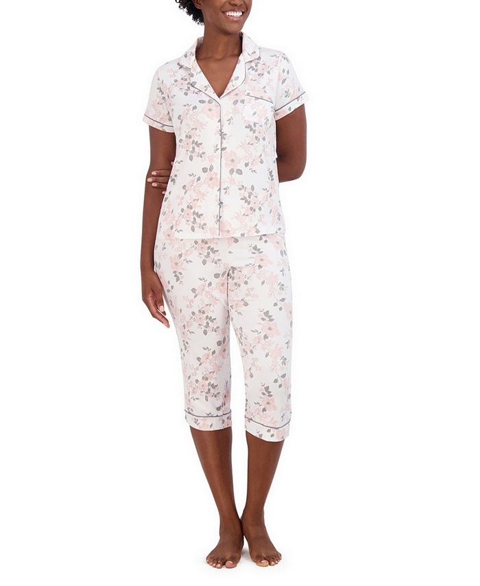 Tahari Women s Short Sleeve Notch Collar Top and Pants 2 Piece